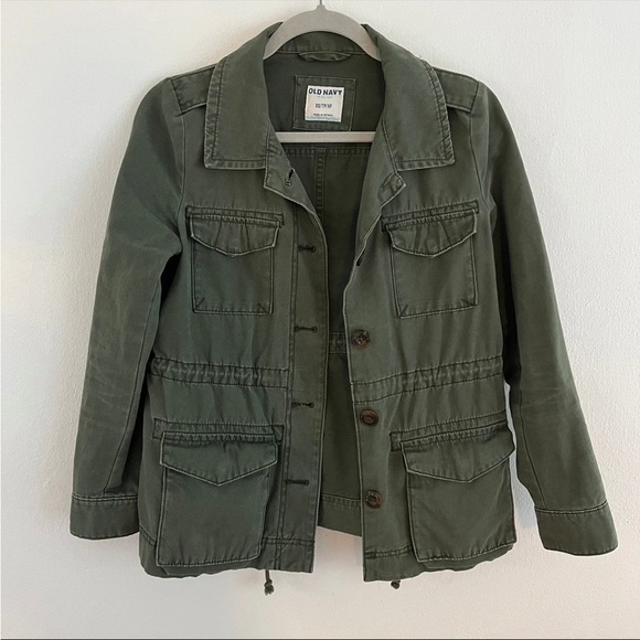 Olive green utility army Jacket xs cargo pockets vintage style - Picture 5 of 9